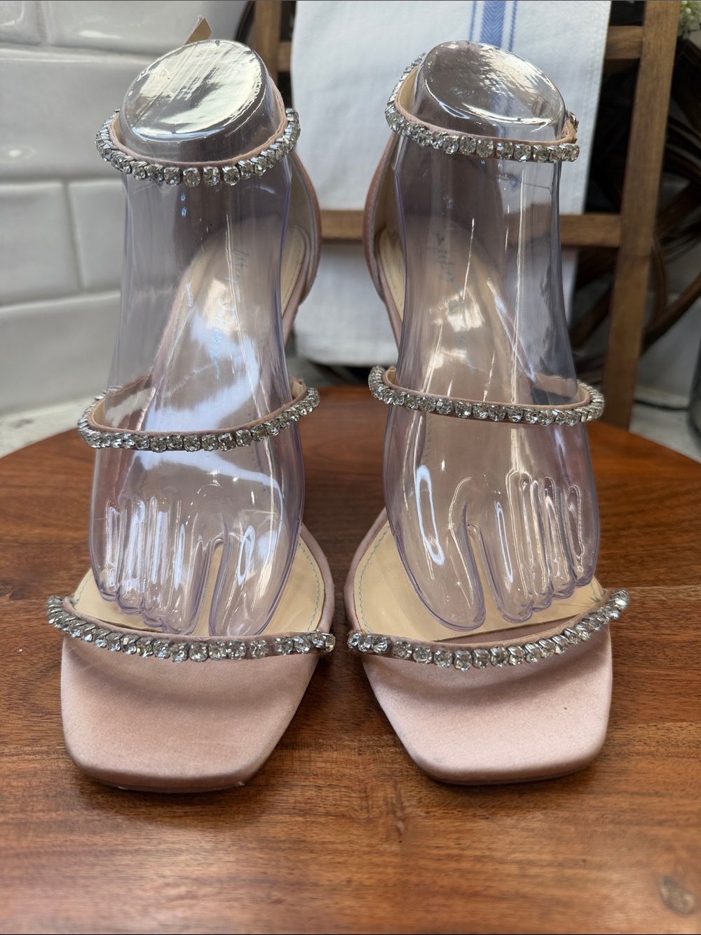 Betsy Johnson Elisa Blush Pink Gem-Embellished Strappy Heels